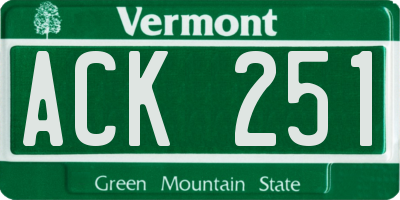VT license plate ACK251