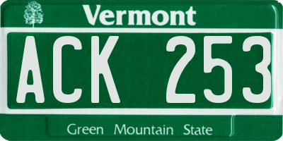 VT license plate ACK253