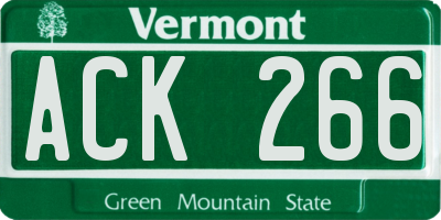 VT license plate ACK266