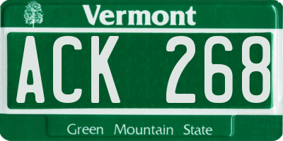 VT license plate ACK268