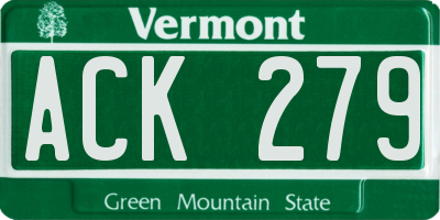 VT license plate ACK279