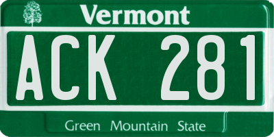 VT license plate ACK281