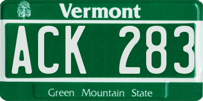 VT license plate ACK283