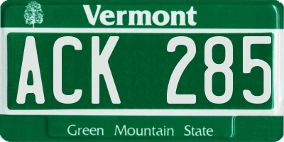 VT license plate ACK285