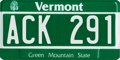 VT license plate ACK291