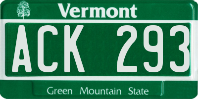 VT license plate ACK293