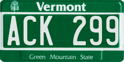 VT license plate ACK299