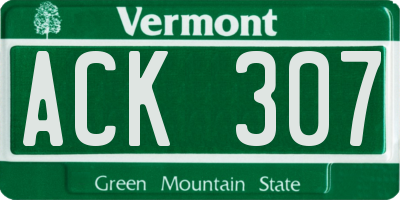 VT license plate ACK307