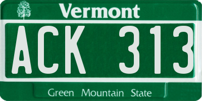 VT license plate ACK313
