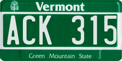 VT license plate ACK315
