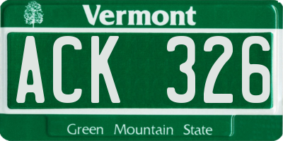 VT license plate ACK326