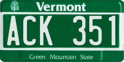 VT license plate ACK351
