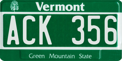 VT license plate ACK356