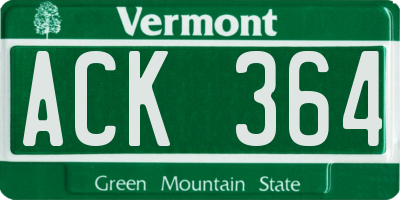 VT license plate ACK364