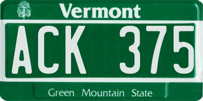 VT license plate ACK375