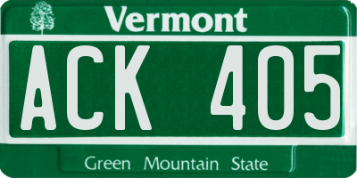 VT license plate ACK405