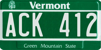 VT license plate ACK412