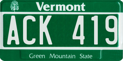 VT license plate ACK419