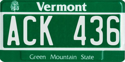 VT license plate ACK436