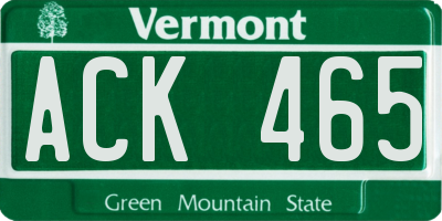 VT license plate ACK465