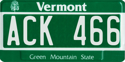 VT license plate ACK466