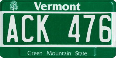 VT license plate ACK476