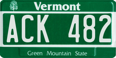 VT license plate ACK482