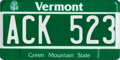VT license plate ACK523