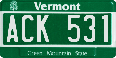 VT license plate ACK531