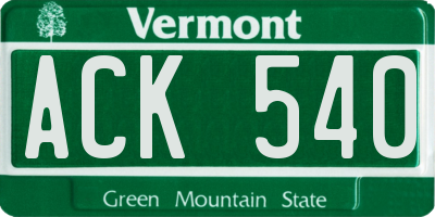 VT license plate ACK540