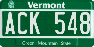VT license plate ACK548