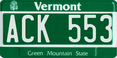 VT license plate ACK553