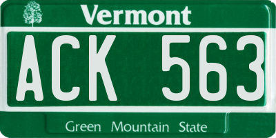 VT license plate ACK563
