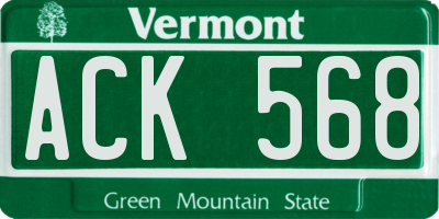 VT license plate ACK568