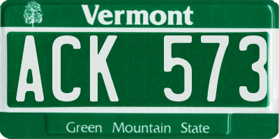 VT license plate ACK573