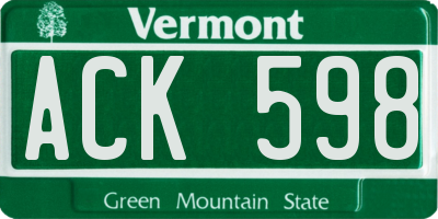 VT license plate ACK598