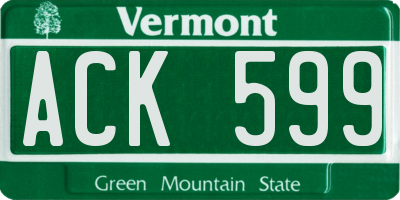 VT license plate ACK599