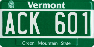 VT license plate ACK601
