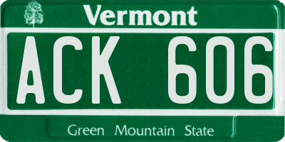VT license plate ACK606