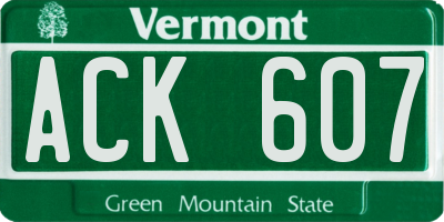 VT license plate ACK607