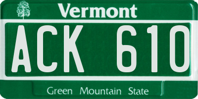 VT license plate ACK610