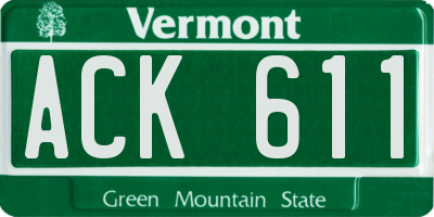 VT license plate ACK611