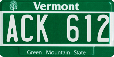 VT license plate ACK612