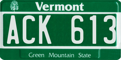 VT license plate ACK613
