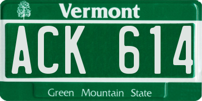 VT license plate ACK614