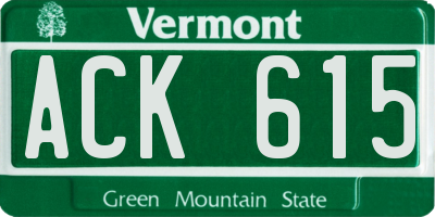 VT license plate ACK615