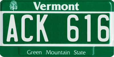 VT license plate ACK616