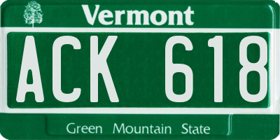 VT license plate ACK618