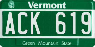 VT license plate ACK619