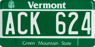 VT license plate ACK624